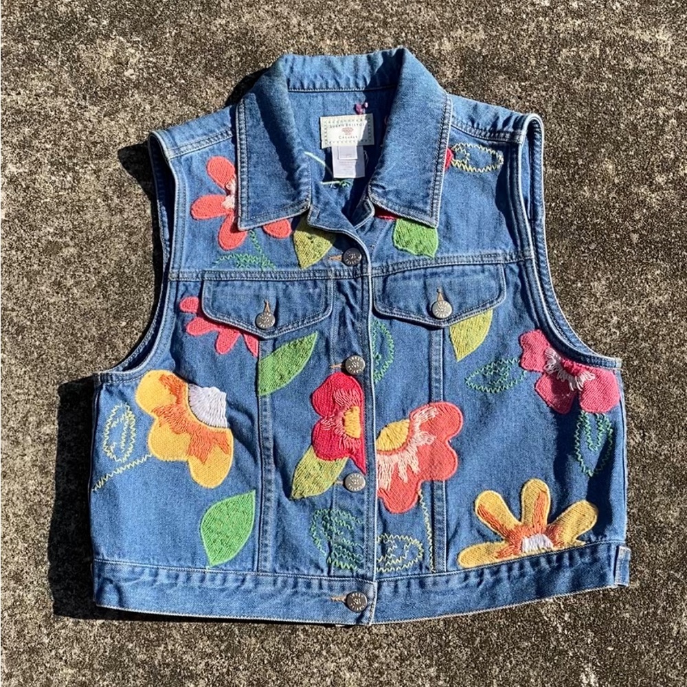 Vintage Embroidered Denim Vest, PS